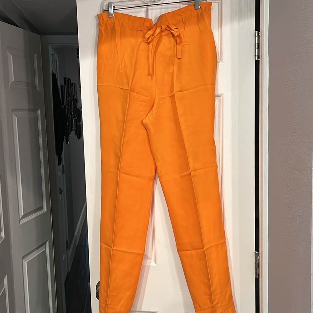 Silk Collection Orange Ladies Slacks. Elastic back with Drawstring front.